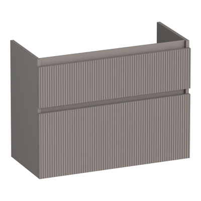 BRAUER Delight Wavy meuble sous-lavabo peu profond 80 2 tiroirs softclose - sans poignée - 1 découpe pour siphon - taupe mat