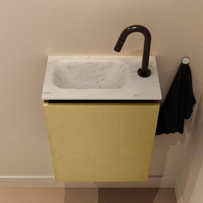 MONDIAZ TURE-DLUX Meuble de toilettes 40 cm Oro. EDEN vasque Opalo position gauche. Avec 1 trou de robinet.