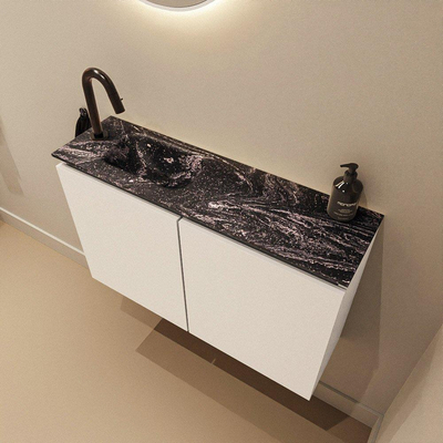 MONDIAZ TURE-DLUX 80cm toiletmeubel Talc. EDEN wastafel Lava positie links. Met 1 kraangat.