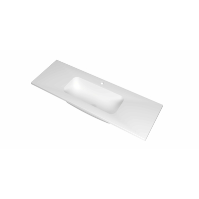 INK Reflekt wastafel - 120x40x1.5cm polystone midden met 1 kraangat - mat wit
