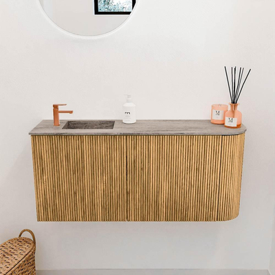 Mondiaz JOYA-DLUX 91.6cm toiletmeubel - ronding rechts kleur Oak - Wastafel FAYE positie Links 1 kraangat kleur Oza.