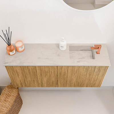 Mondiaz JOYA-DLUX 90cm toiletmeubel - kleur Oak - Wastafel FAYE positie Rechts 1 kraangat kleur Opalo.