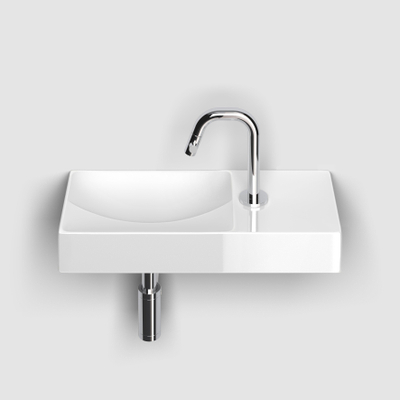 Clou Vale Lave-main 45cm avec trou pour robinet à droite Céramique Blanc brillant