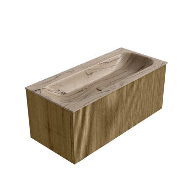 MONDIAZ KURVE-DLUX Meuble de salle de bains 100cm couleur Dusk avec 1 tiroir et 0 portes. Lavabo BIG MEDIUM Milieu 1 trou de robinet Arena.