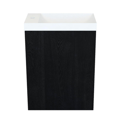 Arcqua Marble Ensemble fontaine - 40x22x54.5cm - fontaine mat blanc - sans trop-plein - chêne noir