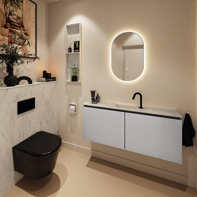 MONDIAZ TURE-DLUX 120cm toiletmeubel Plata. EDEN wastafel Opalo positie midden. Met 1 kraangat.