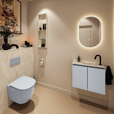 MONDIAZ TURE-DLUX Meuble toilette - 60cm - Clay - EDEN - vasque Ostra - position droite - 1 trou de robinet