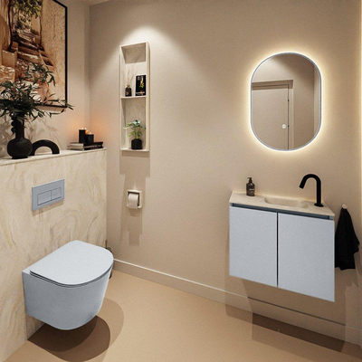MONDIAZ TURE-DLUX meuble WC 60cm Clay. Lavabo EDEN Ostra position droite. Avec 1 trou de robinet.