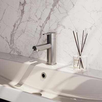 Brauer Brushed Edition wastafelkraan - model D - opbouw - laag - PVD - geborsteld rvs