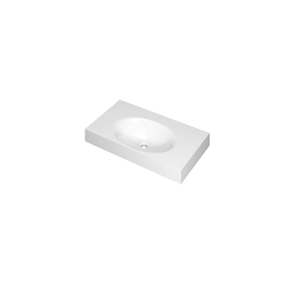 INK Smooth wastafel - 80x45x9cm - 1 wasbak - 0 kraangaten - polystone wit glans