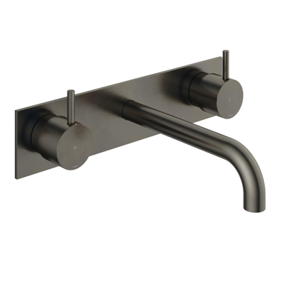 Hotbath Cobber Afbouwdeel wastafelmengkraan - 3 gats - met achterplaat en 18 cm uitloop - mat/glans verouderd ijzer (zwart)