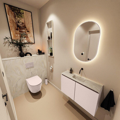 MONDIAZ TURE-DLUX 80cm toiletmeubel Rosee. EDEN wastafel Ostra positie midden. Zonder kraangat.