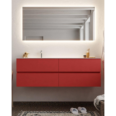 Mondiaz VICA ensemble de meuble de salle de bain - 150cm - meuble sous-vasque fire - 4 tiroirs - lavabo moon gauche - 1 trou de robinet - version XL 60cm haut