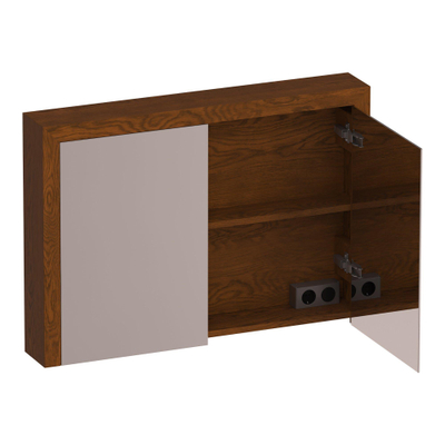 BRAUER Rise Armoire de toilette - 100x70x15cm - sans éclairage - 2 portes miroir double face - lamelles chêne marron