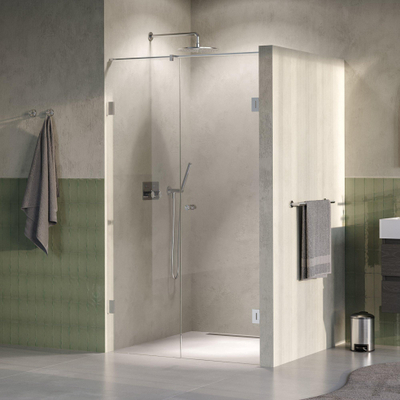 BRAUER Void Carving Porte de niche - 2 pièces - 110x200cm - Porte battante murale 60cm - revêtement verre - réversible - verre clair - Acier inoxydable brossé PVD