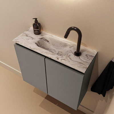 MONDIAZ TURE-DLUX 60cm toiletmeubel Smoke. EDEN wastafel Glace positie midden. Met 1 kraangat.