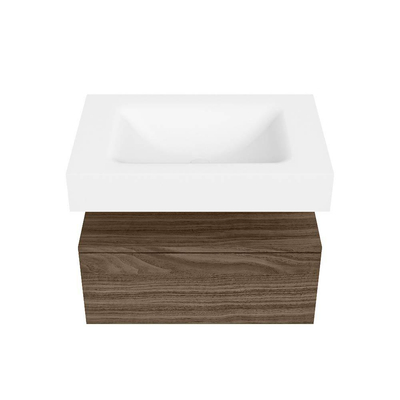 MONDIAZ ALAN Ensemble de meuble - 70cm - meuble sous lavabo Mocha - 1 tiroir - lavabo suspendu CLOUD - milieu - 1 trou de robinet - Talc