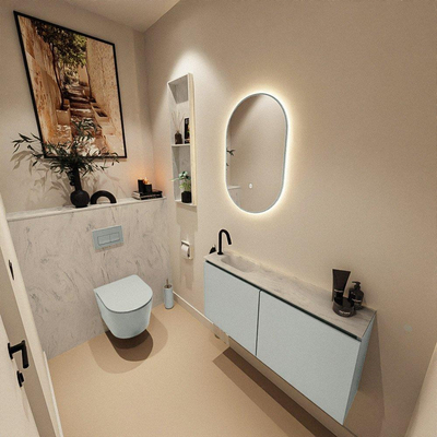 MONDIAZ TURE-DLUX 100cm toiletmeubel Greey. EDEN wastafel Opalo positie links. Met 1 kraangat.