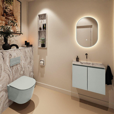 MONDIAZ TURE-DLUX meuble de toilettes 60cm Greey. Lavabo EDEN Glace position centrale. Sans trou de robinet.