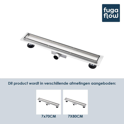FugaFlow Eccelente Anta douchegoot 80cm met tegelrooster met vloerflens RVS