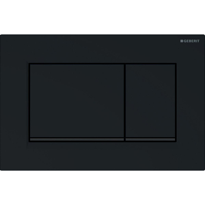 Geberit Sigma30 bedieningplaat, 2-toets spoeling frontbediening voor toilet 24.6x16.4cm glans zwart met matzwarte designstrook -beschadigd- OUTLET UDEN