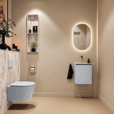 MONDIAZ TURE-DLUX Meuble toilette - 40cm - Clay - EDEN - vasque Glace - position centrale - sans trou de robinet