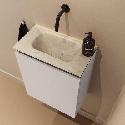 MONDIAZ TURE-DLUX 40cm toiletmeubel Linen. EDEN wastafel Ostra positie midden. Zonder kraangat.