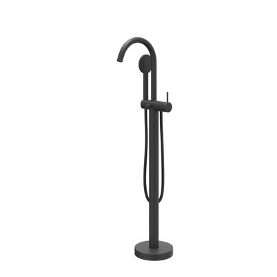 IVY Bond Robinet de baignoire sur pied - douchette à main - jet satiné - flexible de 150 cm - bec pivotant - noir mat PED