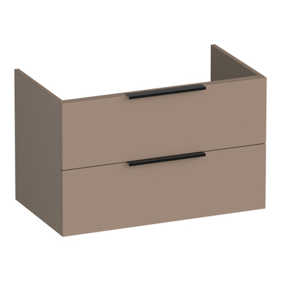 BRAUER Elevate wastafelonderkast 80 excl. opleggrepen 2 softclose lades en 1 sifon uitsparing - mat mokka