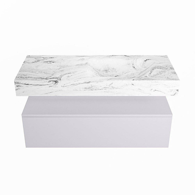 MONDIAZ ALAN - DLUX Badkamermeubelset - 110cm - onderkast - Cale - 1 lade - vrijhangende wastafel - wasbak rechts - 1 kraangat - Glace