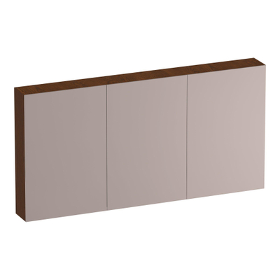 BRAUER Impress armoire de toilette - 140x70x15cm - sans éclairage - avec 3 portes miroir double face - chêne à lamelles brun