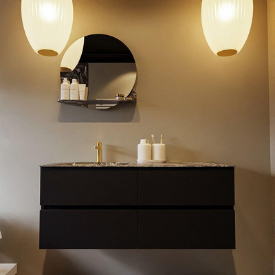 Mondiaz VICA-DLUX ensemble de meuble de salle de bain - 120cm - meuble sous-vasque urban - 4 tiroirs - lavabo encastré cloud gauche - 1 trou de robinet - miroir modèle spot - version XL 60cm haut - lave