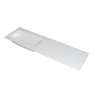 INK Faktor wastafel - 160x45x1.5cm - 1 wasbak links - 1 kraangat - polystone wit glans