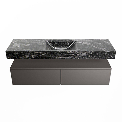 MONDIAZ ALAN - DLUX Badkamermeubelset - 150cm - onderkast - Dark grey - 2 lades - vrijhangende wastafel - wasbak midden - 0 kraangaten - Lava