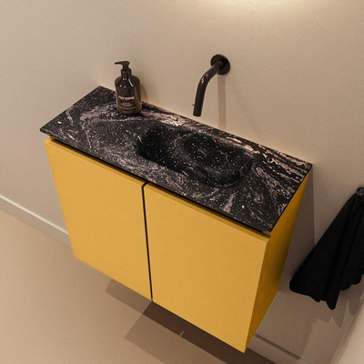 MONDIAZ TURE-DLUX 60cm toiletmeubel Ocher. EDEN wastafel Lava positie rechts. Zonder kraangat.