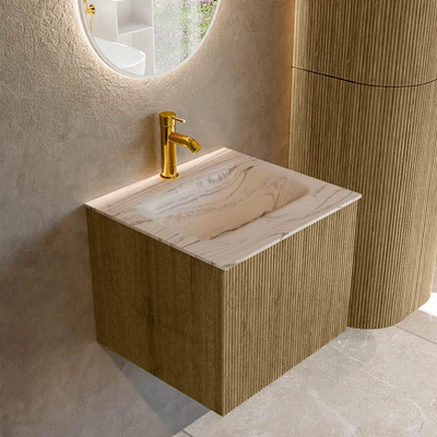 MONDIAZ KURVE-DLUX Meuble de salle de bains 50 cm couleur Dusk avec 1 tiroir et 0 porte. Lavabo GRUNNE Central 1 trou de robinet Nata.