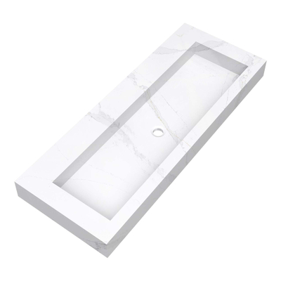 BRAUER Artificial Marble Lavabo pour meuble 119.6x45.7x10.5cm sans trop-plein 1 vasque Centre sans trou de robinet Composite Calacatta Gold