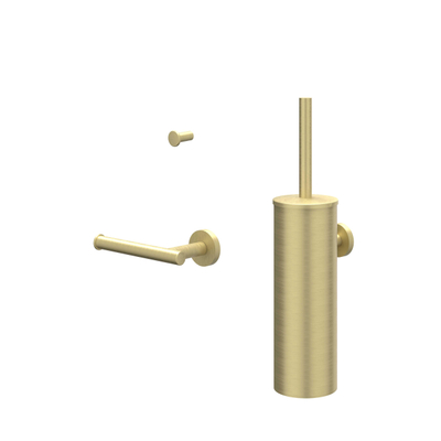 IVY Accessoireset - borstelgarnituur - wand model - handdoekhaak klein - toiletrolhouder - Geborsteld mat goud PVD