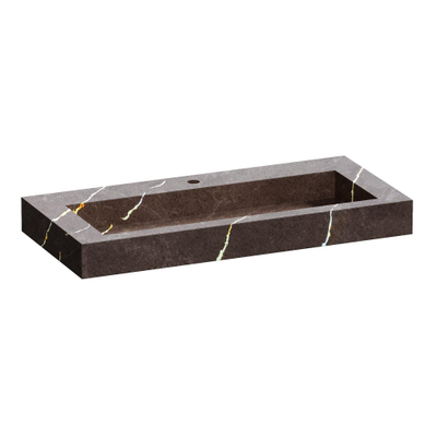 BRAUER Coral wastafel 100 met 1 kraangat Copper Brown Nexxt Wastafelonderkast 100x46x55cm 2 greeploze softclose lades 1 sifonuitsparing mat wit SHOWROOMMODEL