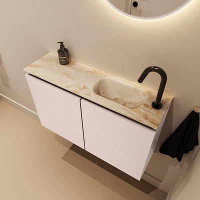 MONDIAZ TURE-DLUX 80cm toiletmeubel Rosee. EDEN wastafel Frappe positie rechts. Met 1 kraangat.