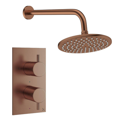 Crosswater MPRO ensemble de douche pluie encastré – douche de tête Ø 20 cm – sans douchette – 2 leviers – brons geborsteld
