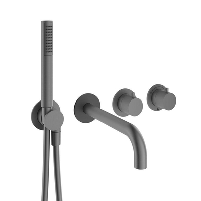 Crosswater MODULE Badkraanset - 2 hendels - baduitloop - handdouche - slate gunmetal (antraciet)