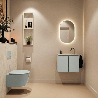 MONDIAZ TURE-DLUX Meuble WC 60cm Greey. EDEN vasque Ostra position milieu. Avec 1 trou de robinet.