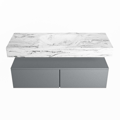 MONDIAZ ALAN - DLUX Badkamermeubelset - 120cm - onderkast - Plata - 2 lades - vrijhangende wastafel - wasbak midden - 1 kraangat - Glace