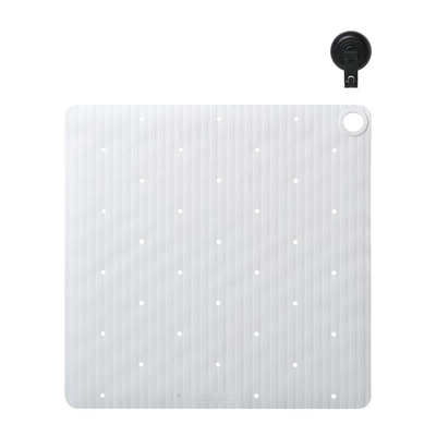 Sealskin Ribb Tapis de douche - 55x55cm - Antidérapant - inclus - crochet noir - Blanc