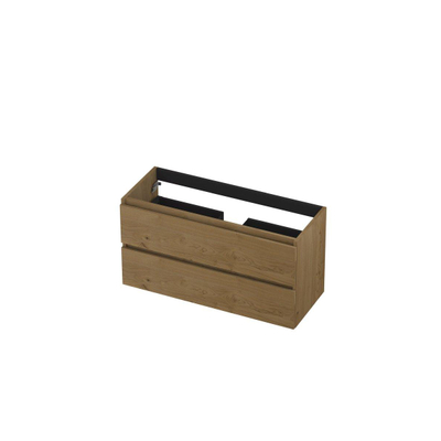 INK Wastafelonderkast - 100x40x52cm - 2 lades - greeploos - met houten keerlijst - MDF - Natur