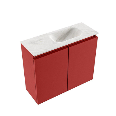 MONDIAZ TURE-DLUX 60cm toiletmeubel Fire. EDEN wastafel Ostra positie rechts. Met 1 kraangat.