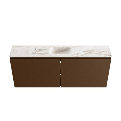 MONDIAZ TURE-DLUX 120cm toiletmeubel Rust. EDEN wastafel Frappe positie midden. Met 1 kraangat.
