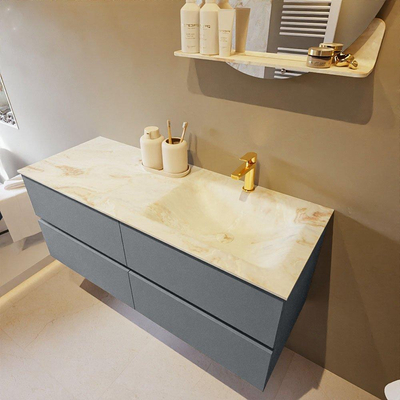 Mondiaz VICA-DLUX ensemble de meuble de salle de bain - 120cm - meuble sous-vasque plata - 4 tiroirs - lavabo encastré cloud droite - 1 trou de robinet - version haute de 60cm - frape