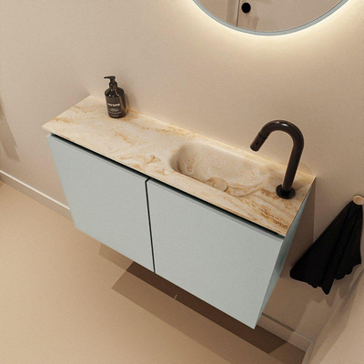 MONDIAZ TURE-DLUX 80cm toiletmeubel Greey. EDEN wastafel Frappe positie rechts. Met 1 kraangat.